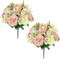 Artificial Flowers Bouquet – 2 Pack Faux Silk Roses, Carnations & Orchids, Mixed Floral Arrangement for Home, Office, Memorial, and Cemetery Decoration